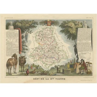 Antique Map of the Department of Haute-Vienne For Sale