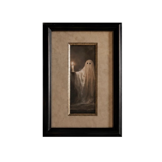 Add a touch of whimsical haunt to your seasonal décor with this delightful pair of framed ghost portrait prints. Each...