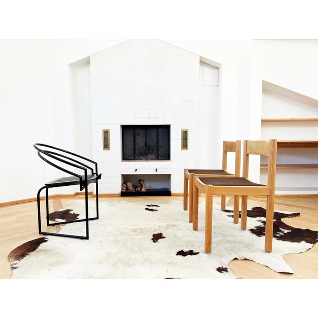 Set of six 1960s ICONIC and rare oak wood chairs model 6200 by Robert and Trix Haussmann from Zurich Switzerland. In...