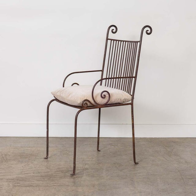 1940s 1940s French Wrought Iron Scroll Side Chair For Sale - Image 5 of 14
