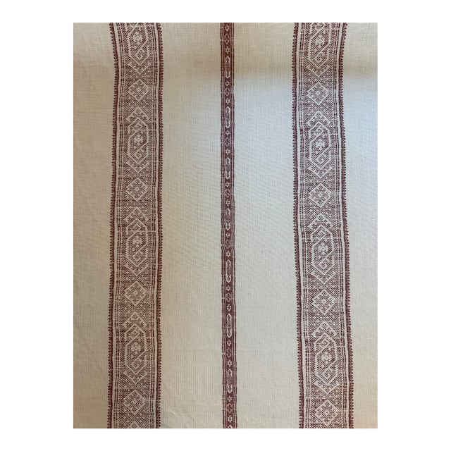 Carolina Irving Patmos Stripe Linen Fabric 3 3/8 Yards For Sale