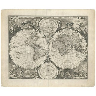 Antique Dutch World Map by Visscher, 1679 For Sale