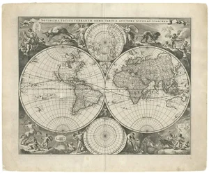 Antique Dutch World Map by Visscher, 1679