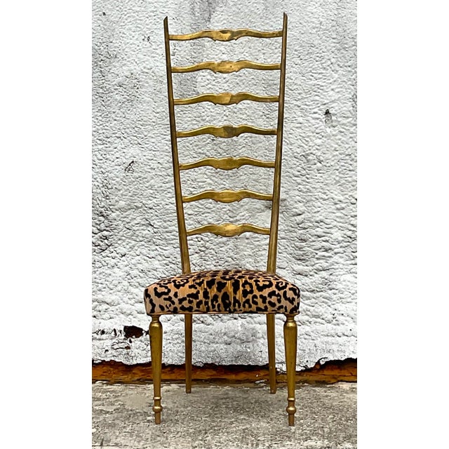 Wood Vintage Gilt Ladderback Chair After Gio Ponti For Sale - Image 7 of 7