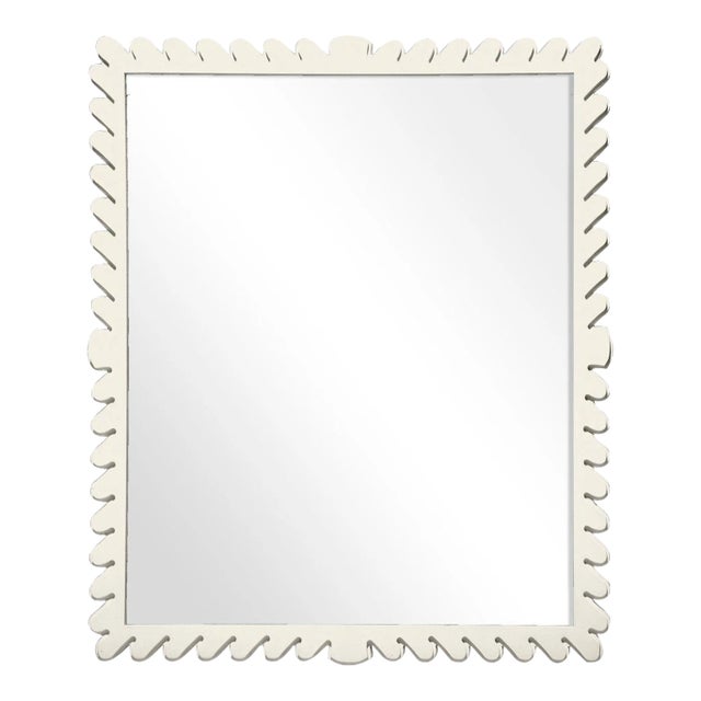 Fleur Home Garden District Coquette Rectangle Mirror in Swiss Coffee, 36x48 For Sale