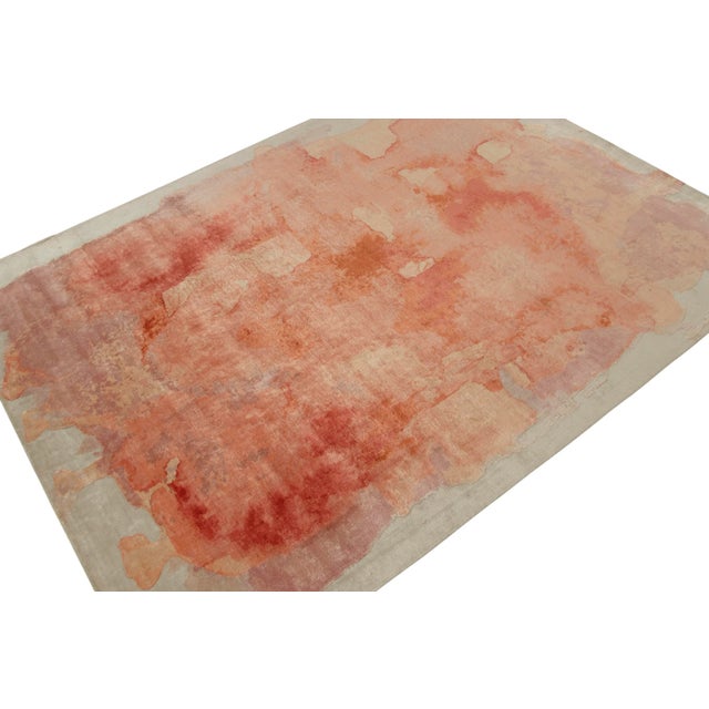 Rug & Kilim Rug & Kilim’s Abstract Rug in Peach Watercolor Pattern For Sale - Image 4 of 7