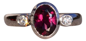 The Van Duzen River: Rhodolite Garnet and Natural Diamond Ring in White Gold