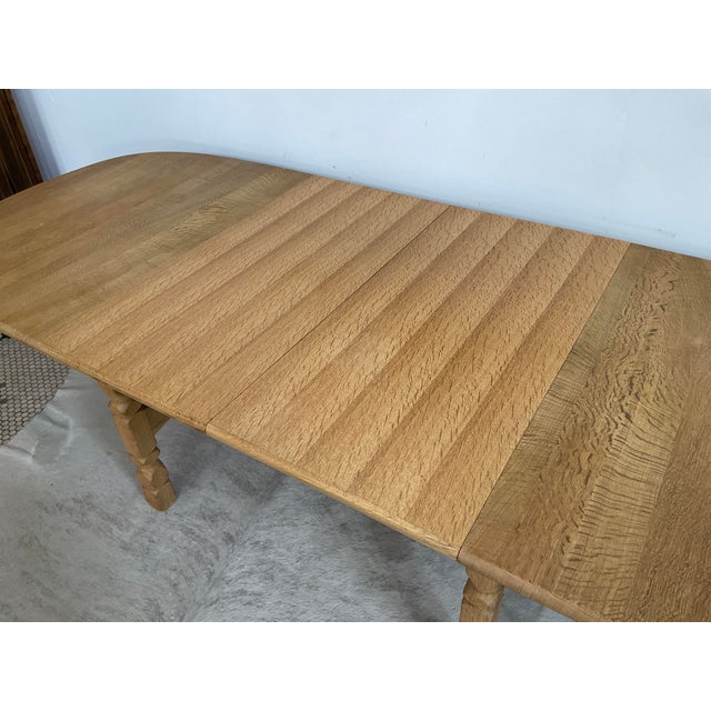 1970s Danish Brutalist Extendable Oak Dining Table in the Style of Henning Kjærnulf For Sale - Image 14 of 16