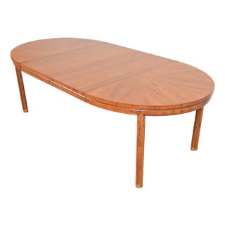 Henredon Mid-Century Hollywood Regency Pecan Wood Extension Dining Table, Newly Refinished For Sale