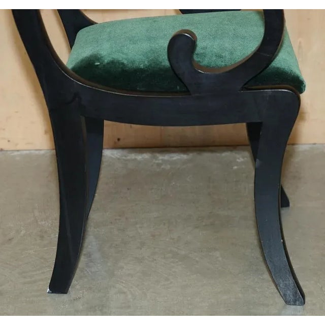 Vintage English Regency Green Velvet Dining Chairs, Set of 6 For Sale - Image 14 of 18