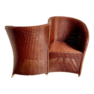 Romantic French Wicker Tête à Tête For Sale