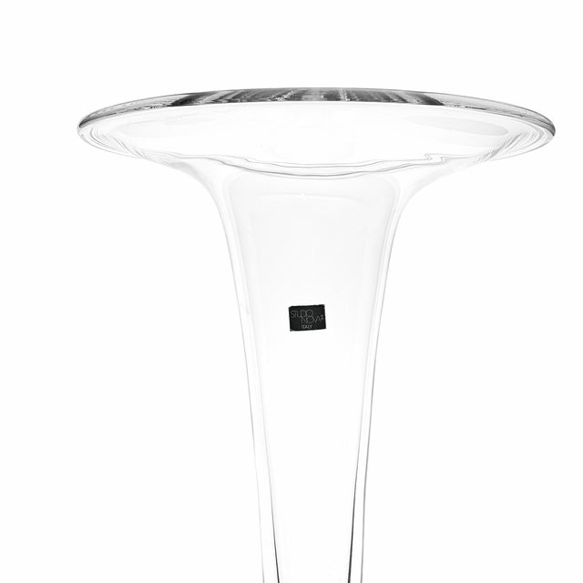 Studio Nova 1996 Italian Crystal Trumpet Pedestal Vase – Modernist Clear Glass For Sale - Image 4 of 8