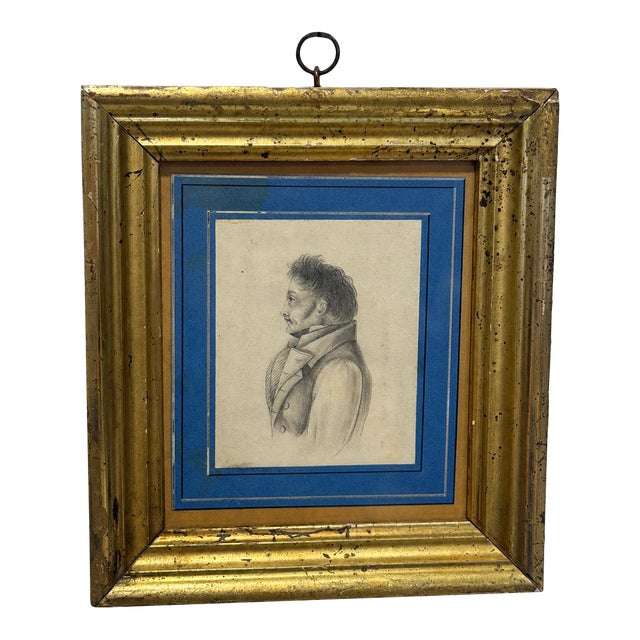 British Regency Profile Portrait Pencil Drawing of a Gentleman, Circa 1820–1835 For Sale