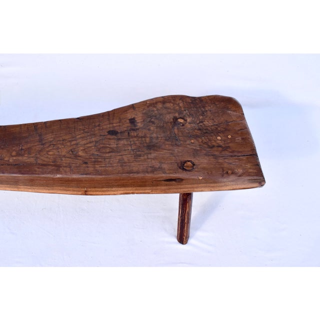 Primitive Antique Pig Bench, Single Slab Black Walnut, 19th Century For Sale - Image 9 of 15