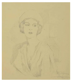 Augusto Monari, Portrait, Drawing, Early 20th Century