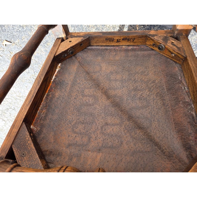 1970s Ethan Allen Jacobean Royal Charter Oak Dining Room Side Chairs Gothic Pair For Sale - Image 15 of 15