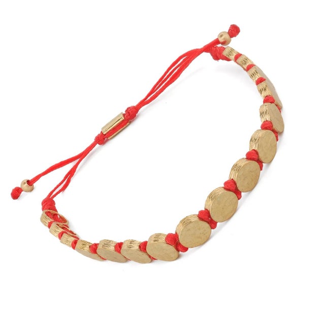 Strength & Luck Red Gold Adjustable Unisex Bracelet For Sale - Image 4 of 10