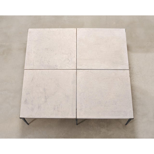 Holly Hunt Holly Hunt Rue De Seine Limestone and Iron Cocktail Table 5 Ft For Sale - Image 4 of 18