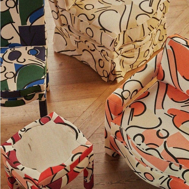 Textile Grenadine Piero Ottoman by Ceraudo For Sale - Image 7 of 9