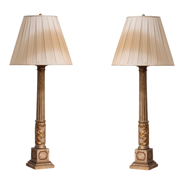 19th Century Italian Altar Stick Lamps - a Pair For Sale