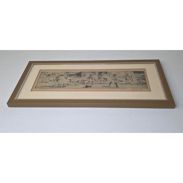 Black 1930 Signed Richard Bloos “Altmarkt” German Market Scene Etching, Framed For Sale - Image 8 of 10
