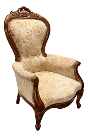 Vintage Victorian Style Walnut Chair with Floral Upholstery, 1920s