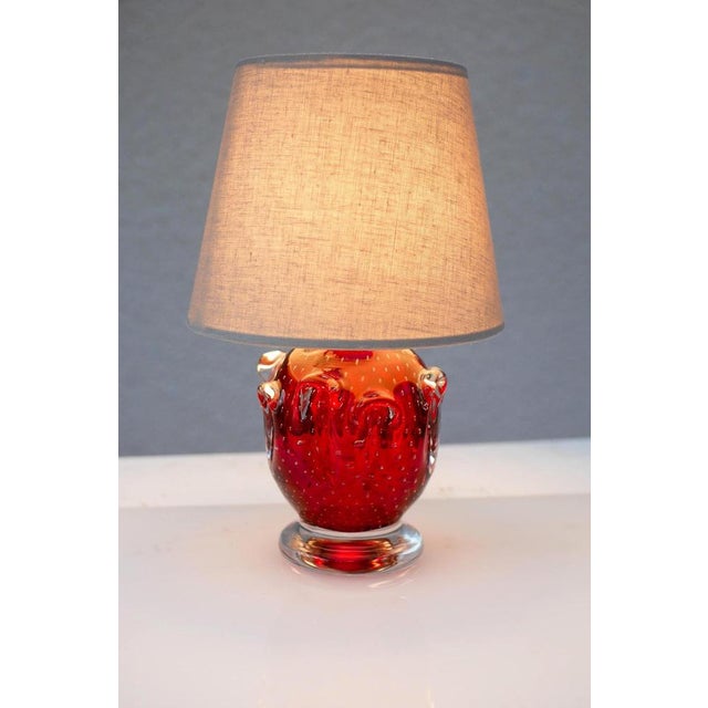 Glass Red Crystal Glass Lamp by Börne Augustsson for Åseda For Sale - Image 7 of 14