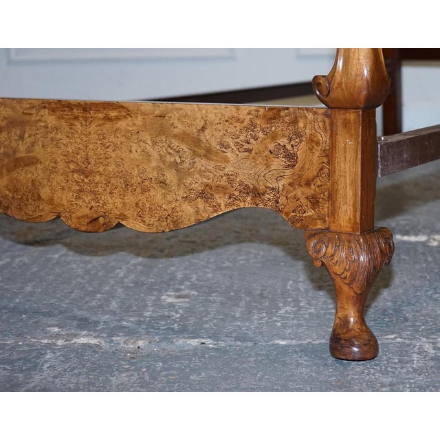 Art Deco English Burr Walnut Vono Bedstead Frame Queen Anne, 1930s For Sale - Image 9 of 16