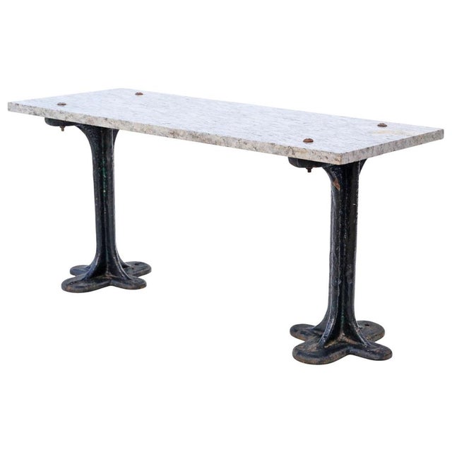 Antique Marble and Cast Iron Table, 1900s For Sale - Image 3 of 8