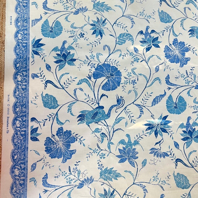 Textile 14.63 yards Brunschwig & Fils “Batik” with border in “Pacific” colorway // heavy cotton upholstery decorator fabric // decorator fabric For Sale - Image 7 of 9