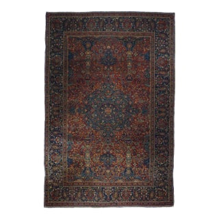 Antique Mohtasham Kashan Rug 4'2'' X 6'7'' For Sale