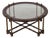Regency Faux Bamboo Round Brass & Glass Top Coffee Table For Sale
