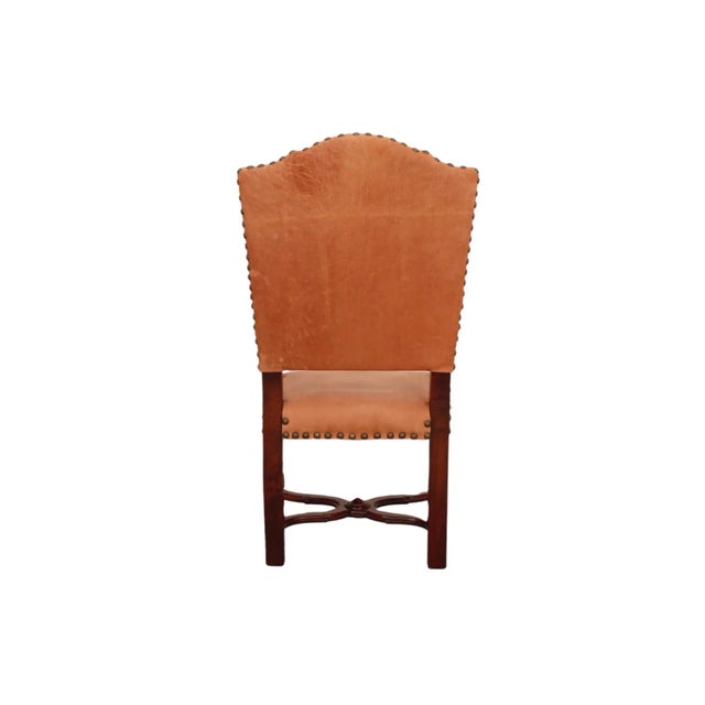 Jacobean Style Mahogany & Leather Armchair For Sale - Image 4 of 9