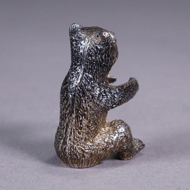 Cast of a Sitting Bear Sterling Silver Ca. 1930s For Sale - Image 4 of 5