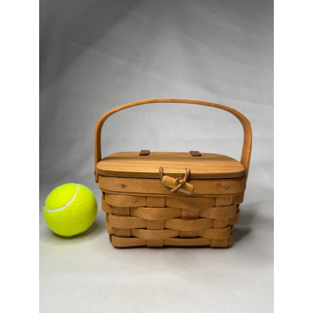 Wood Arts & Crafts Longaberger Handwoven Lidded Basket For Sale - Image 7 of 12