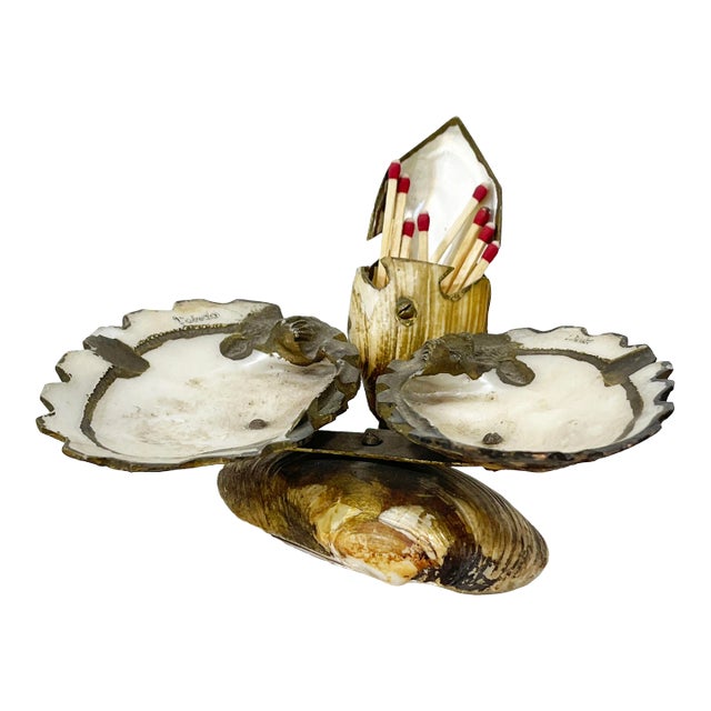 Vintage "Toledo" Shell Ashtray and Match Holder For Sale