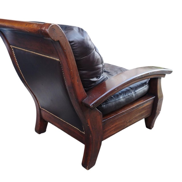Rustic European Vintage Classic Comfort & Robust, Rustic Design of Vintage Cibola Full Grain Italian Leather Armchair & Ottoman For Sale - Image 3 of 12