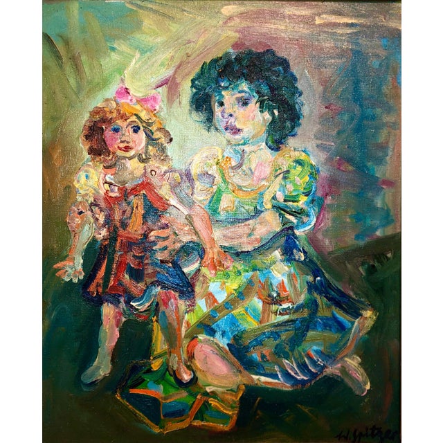 Expressionism Walter Spitzer, Polish French Jewish Artist Oil Painting Girl with Doll, School of Paris Judaica, 1967 For Sale - Image 3 of 10