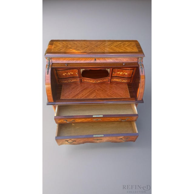 English Cylinder Roll Top Secretary Desk by H & L L Epstein — Cabinetmaker E. W. Vickerman For Sale - Image 9 of 16