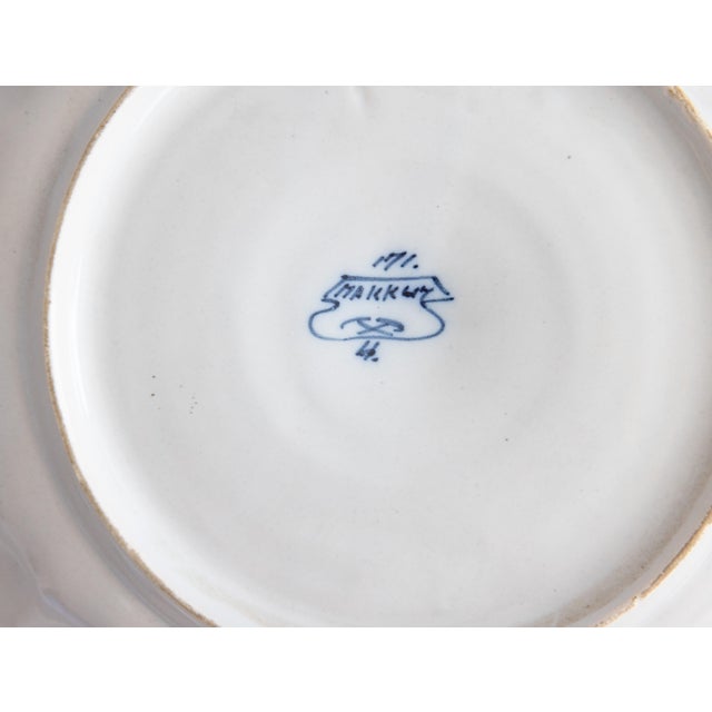 Paint Antique Dutch Delft Faience Makkum Scalloped Lobed Floral Wall Charger Plate, Circa 1920 For Sale - Image 7 of 8