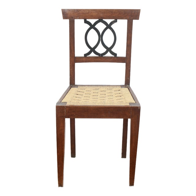 18th Century Style Chair with Raffia Seat For Sale