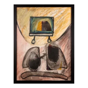 Ray Spave Press Signed Contemporary Abstract Mixed Media Painting on Paper