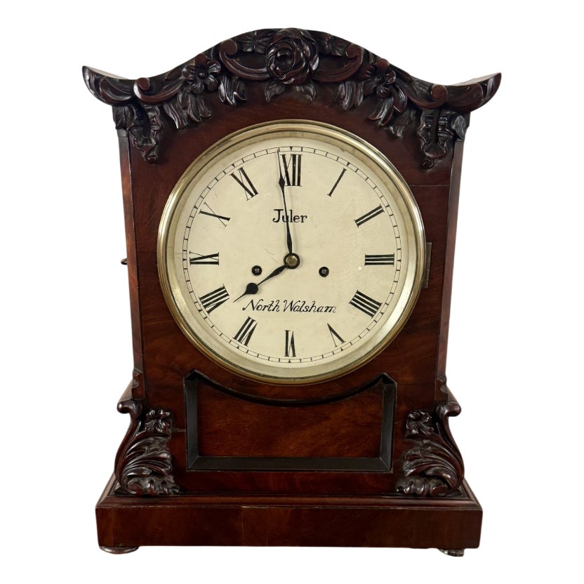 Antique 19th Century Mahogany Bracket Clock, 1860 | Chairish