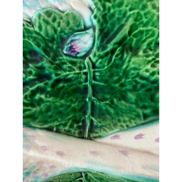 Late 19th Century Creil Et Montereau French Majolica Asparagus Plate, 19th Century For Sale - Image 5 of 14