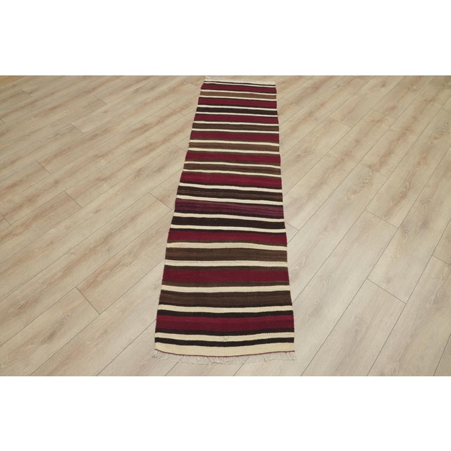 1960s Turkish Red Striped Kilim Runner Rug For Sale - Image 13 of 13