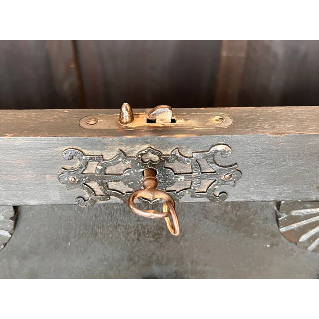 18th Century Italian Carved Cassone Trunk With Inside Carved Raised Panel For Sale - Image 9 of 12