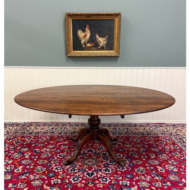Farmhouse Antique English Country Oval Dining Table Farmhouse Pedestal Oak 1920s-30s For Sale - Image 3 of 18