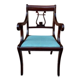 Early 20th Century Woodward & Lothrop Co Regency Style Carved Mahogany Open Armchair For Sale