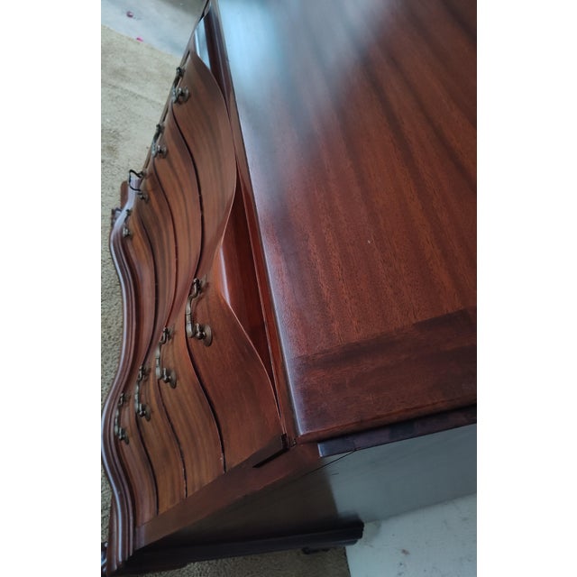 1920s Maddox Solid Mahogany Chippendale Style Drop Front Secretary Desk For Sale In San Diego - Image 6 of 16