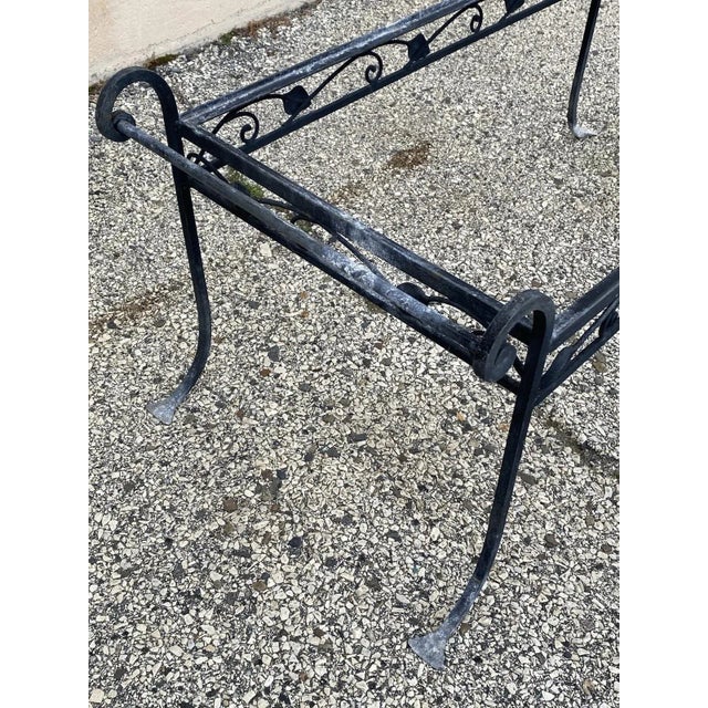 Mid 20th Century Vintage Salterini Style Art Nouveau Wrought Iron Garden Seating & Table, 4 Pieces, Attributed For Sale - Image 15 of 17